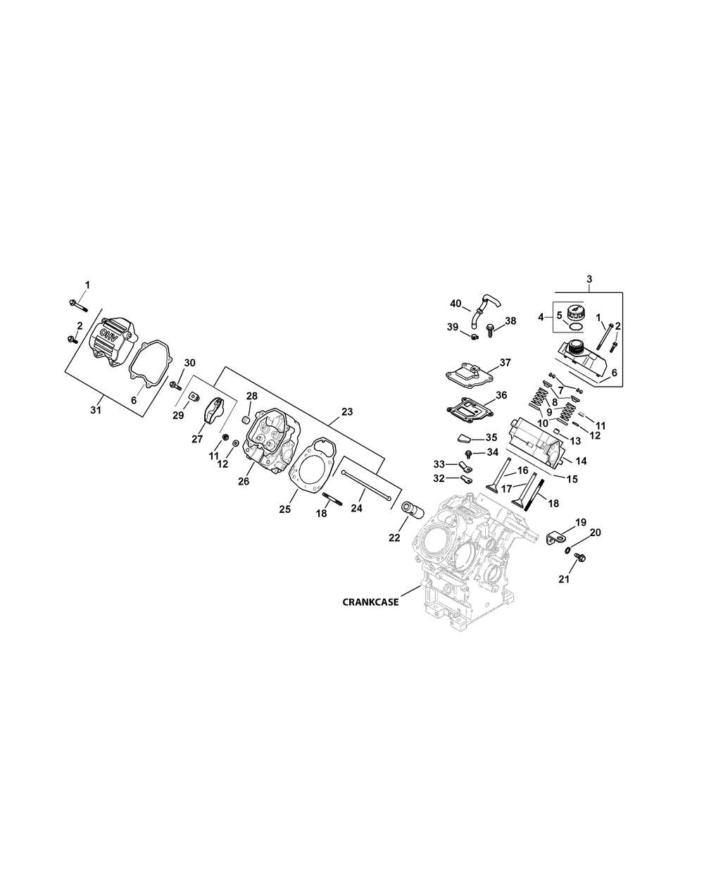 Kohler Efi Engine - Head, Valve And Breather Diagram and Parts List for 46G 4X4-EFI-1G202Z-1G313Z-37BMD710 Cub Cadet Lawn Tractor Accessories